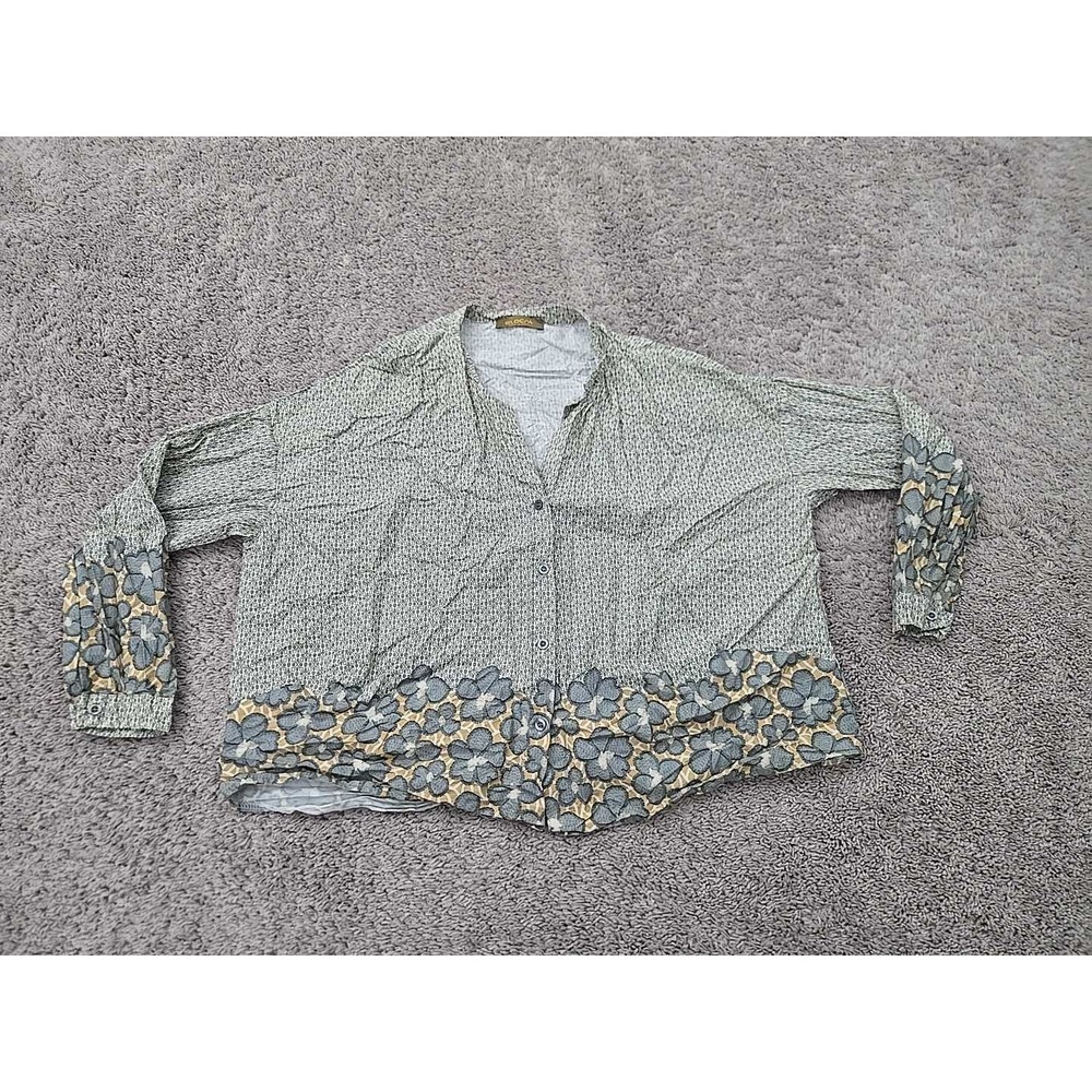 Glocal Shirt Womens M Geometric Floral Oversized Button Up Boho Made in Italy